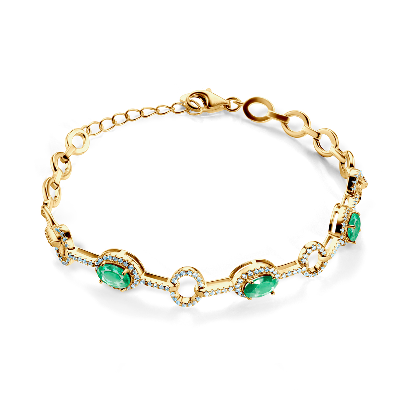 Swan Lake bracelet: gold, emeralds
