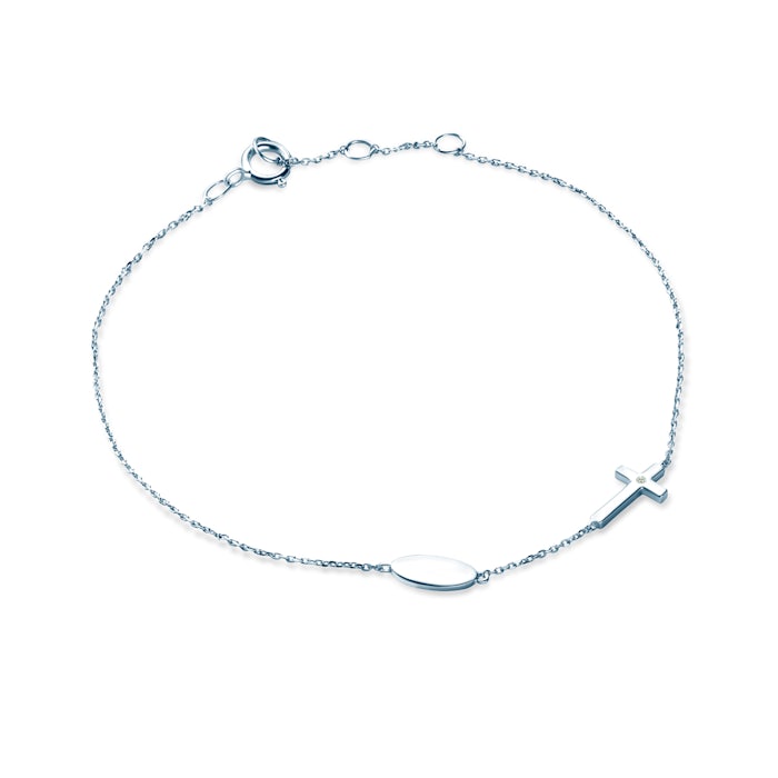 SAVICKI karkötő kereszttel: fehérarany és gyémánt