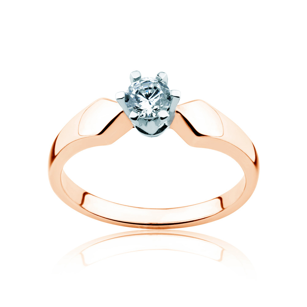 Triumph of Love Collection | Solitaire Engagement Ring: two color gold, diamond
