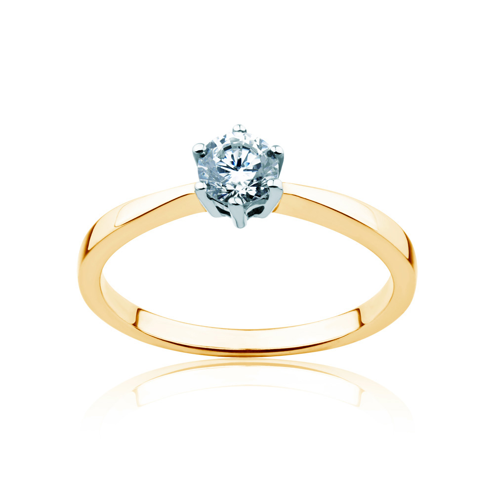 Каблучка для заручин Triumph of Love: двоколірне золото, з діамантом