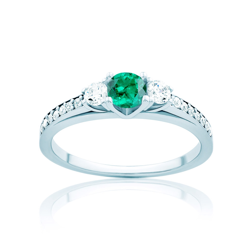 Каблучка Secret Garden: біле золото, смарагд 