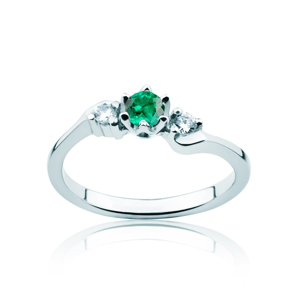 Secret Garden Collection | Three-Stone Ring: white gold, emerald