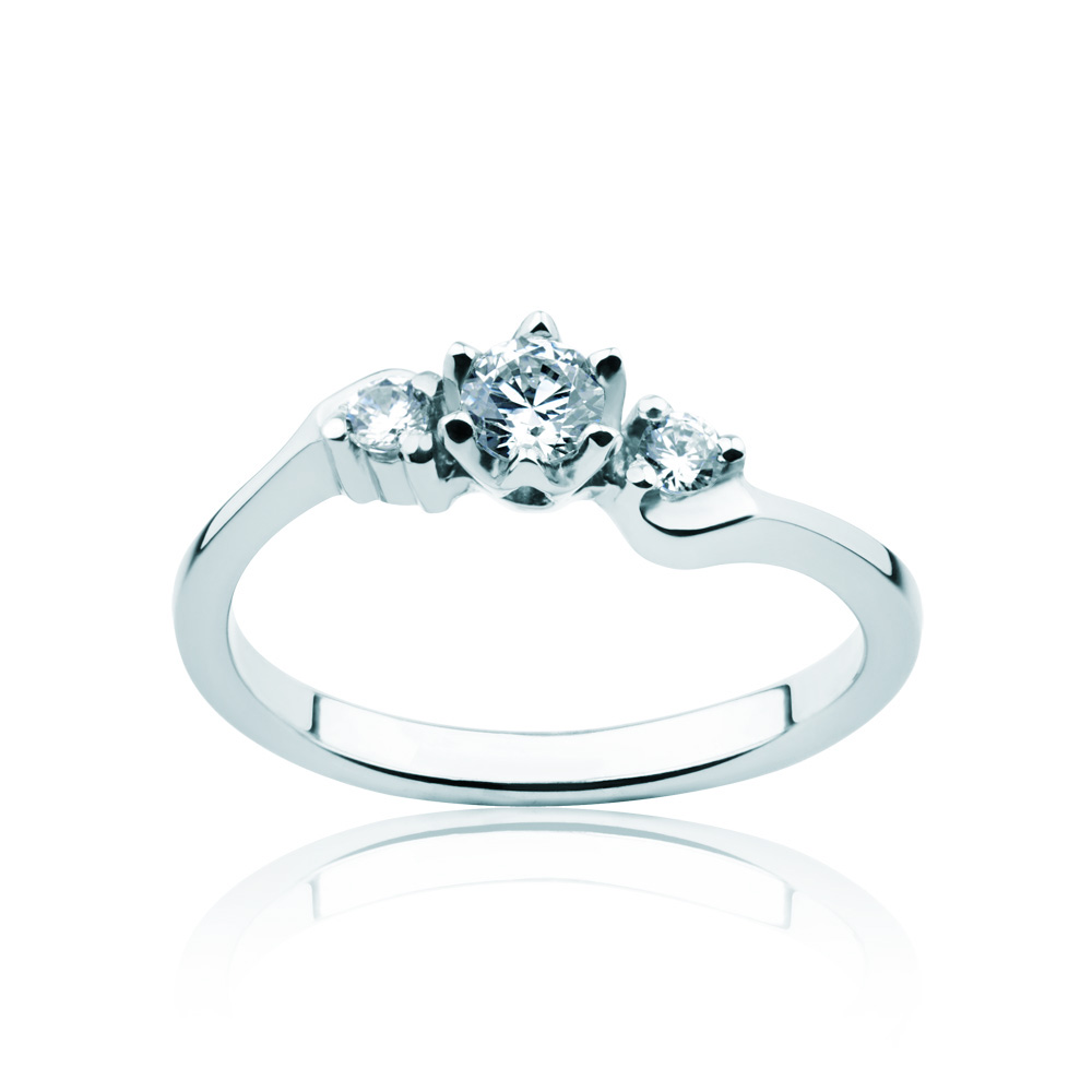 Classical Inspiration Collection | Three-Stone Engagement Ring: white gold, diamonds