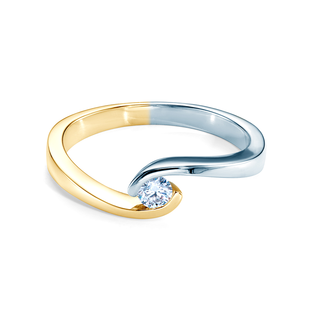 Classical Inspiration Collection | Tension Engagement Ring: two color gold, diamond