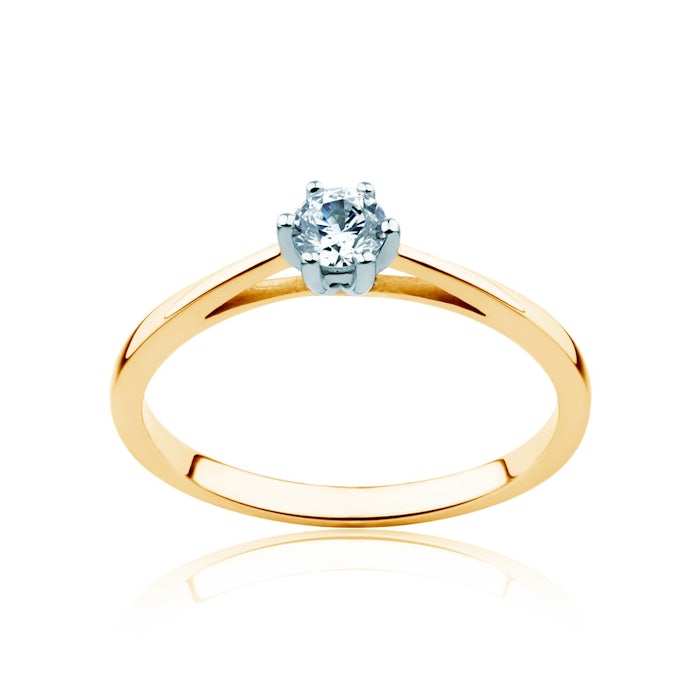 Каблучка для заручин Classical Inspiration: двоколірне золото, з діамантом