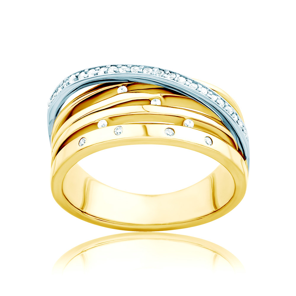 Каблучка SAVICKI: двоколірне золото, з діамантами