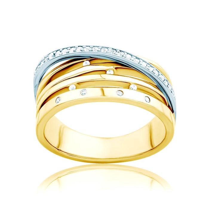 Каблучка SAVICKI: двоколірне золото, з діамантами