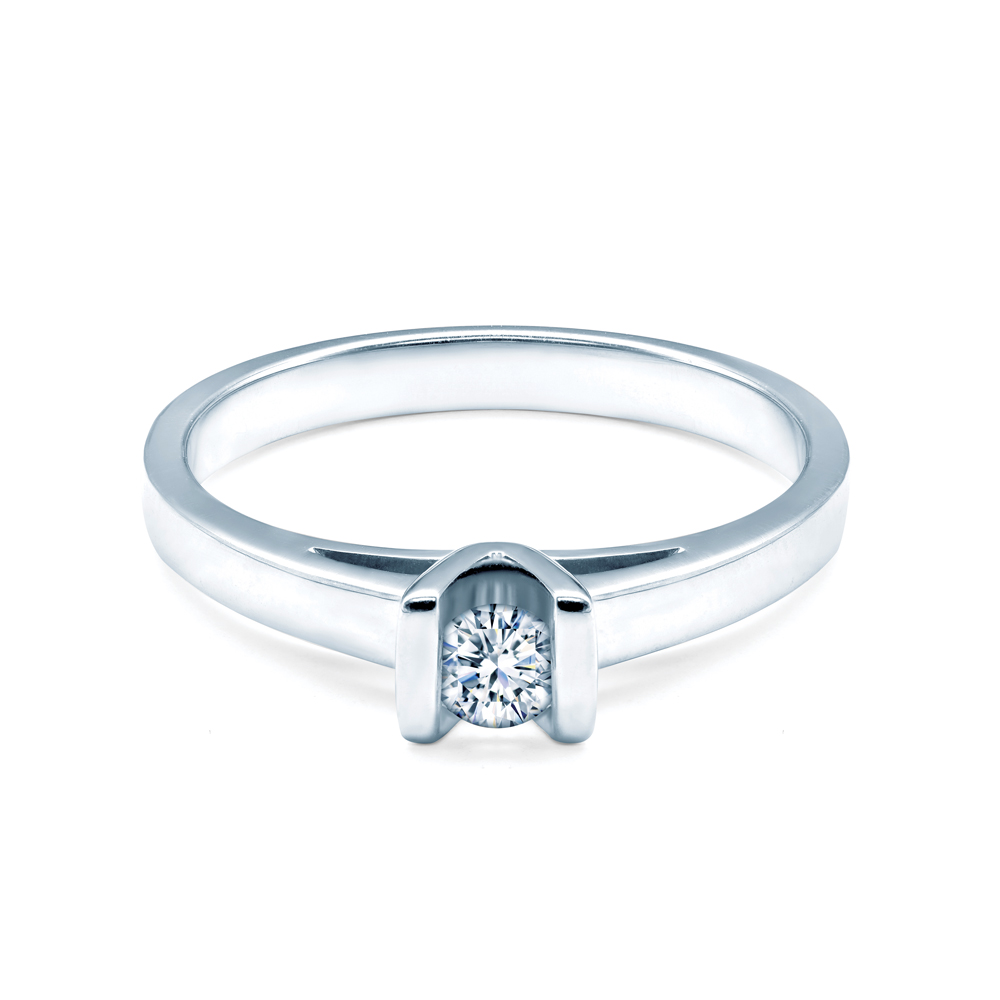 Каблучка для заручин SAVICKI: біле золото, білий сапфір