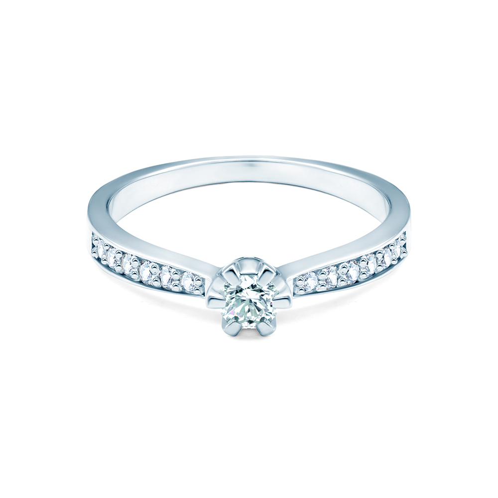 Zaručnički prsten SAVICKI: bijelo zlato, dijamanti