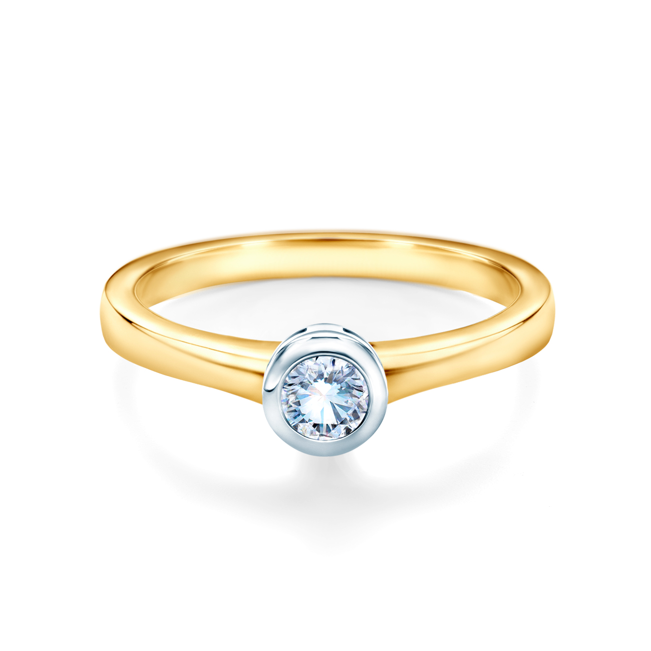 Tension Engagement Ring: two color gold, diamond