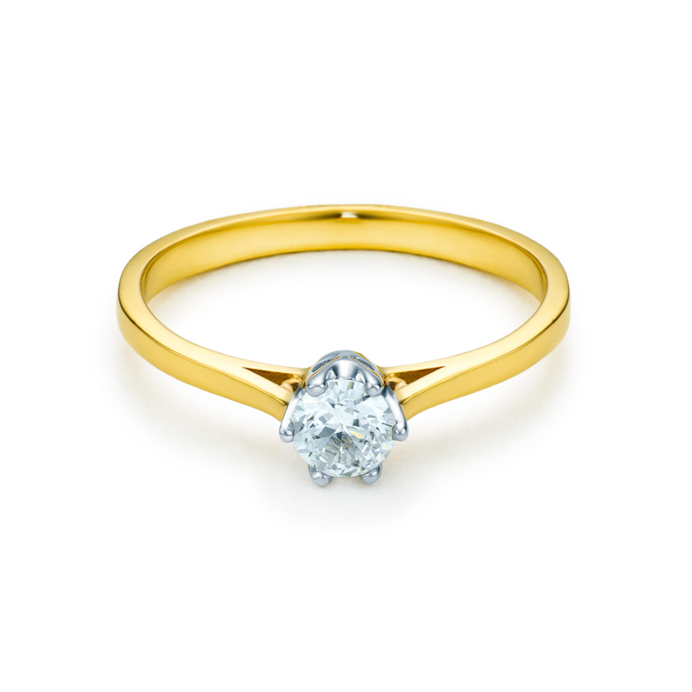 Inel de logodnă SAVICKI: aur bicolor, cu diamant