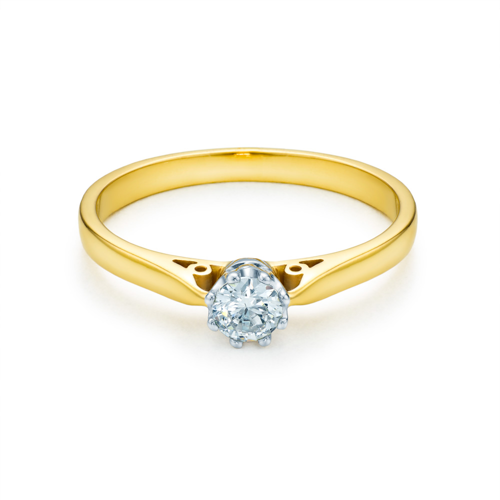 Δαχτυλίδι Αρραβώνων μονόπετρο: δίχρωμος χρυσός, διαμάντι