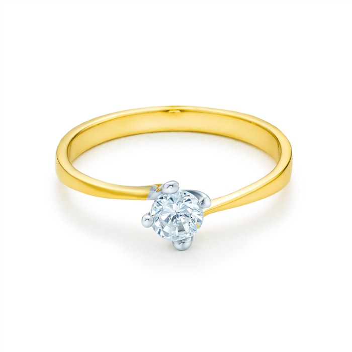 Каблучка для заручин SAVICKI: двоколірне золото, з діамантом