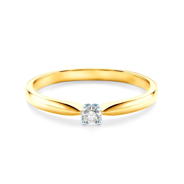 Solitaire Engagement Ring: two color gold, diamond