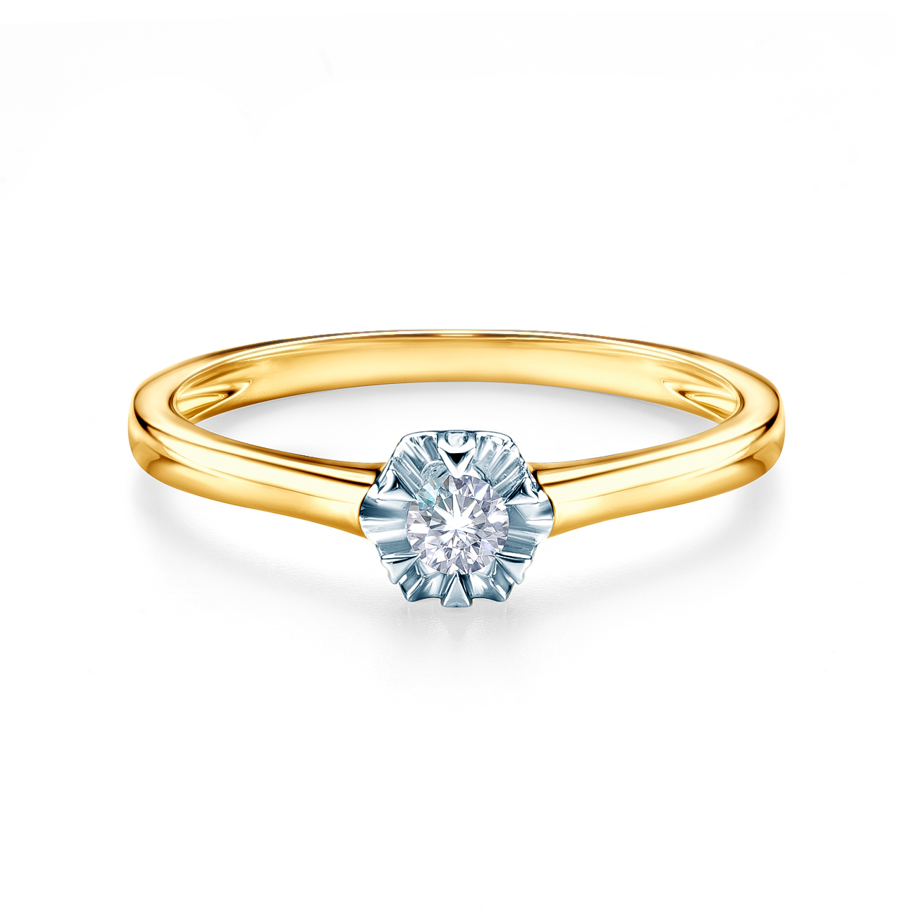 Годежен пръстен Solitaire: два цвята злато. диамант