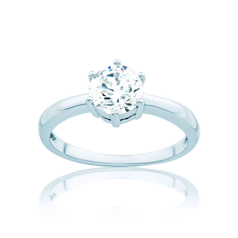 Zaručnički prsten SAVICKI: bijelo zlato, dijamant