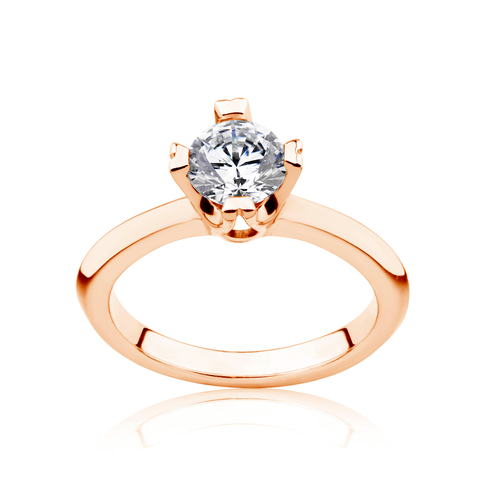 Δαχτυλίδι Αρραβώνων μονόπετρο: ροζ χρυσό, διαμάντι