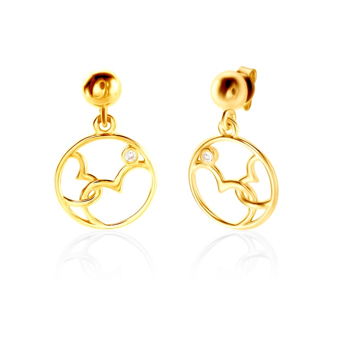 SAVICKI szívecskés fülbevaló: aranyozott ezüst cirkóniával