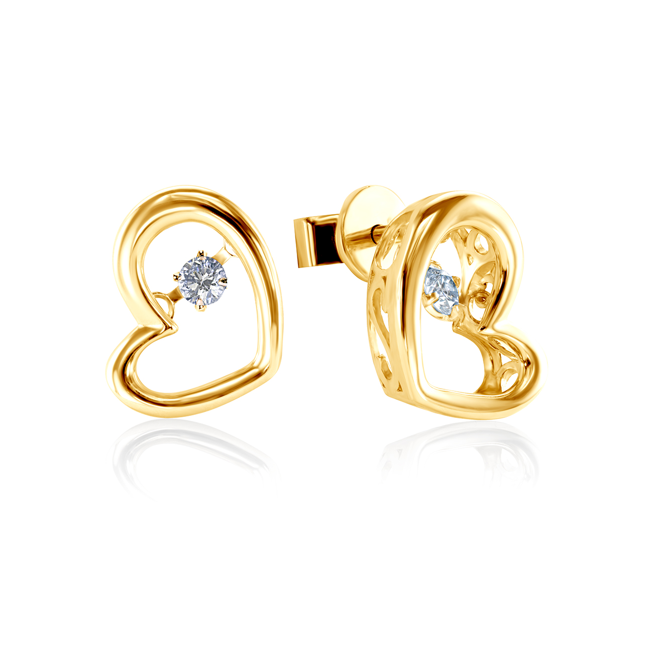 Naušnice srce Savicki: zlato, dijamanti
