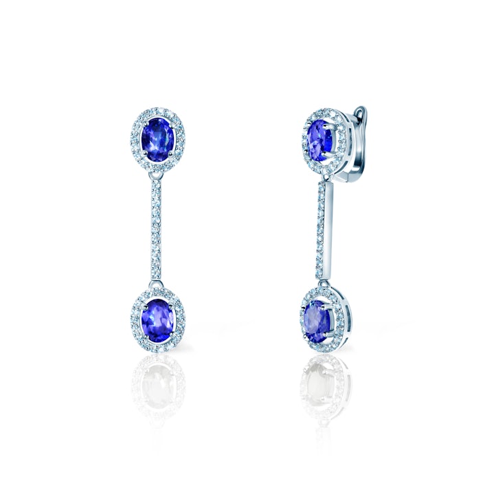 Swan Lake fülbevaló: fehérarany és tanzanitok