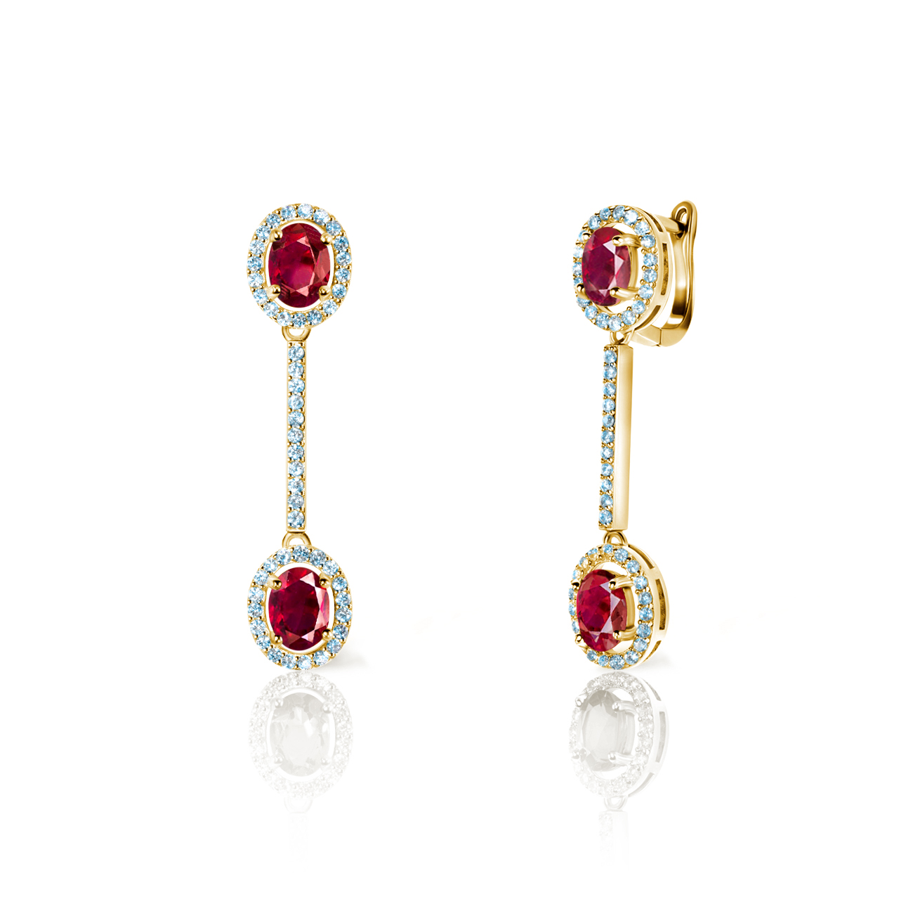 SAVICKI Swan Lake earrings: gold, rubies