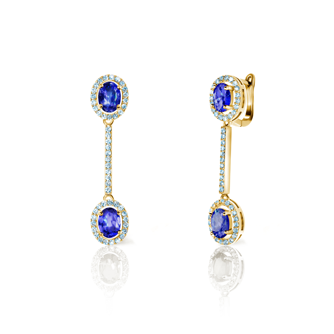 Ohrringe Swan Lake: Gelbgold, Tansanite