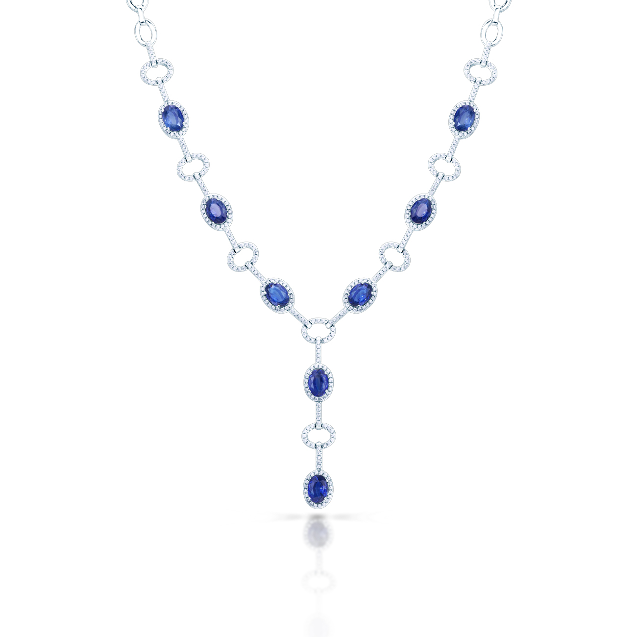 Colier Swan Lake: aur alb, safire albastre