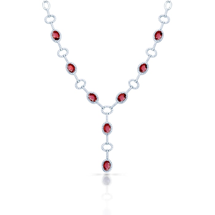 Swan Lake nyaklánc: fehérarany és rubinok
