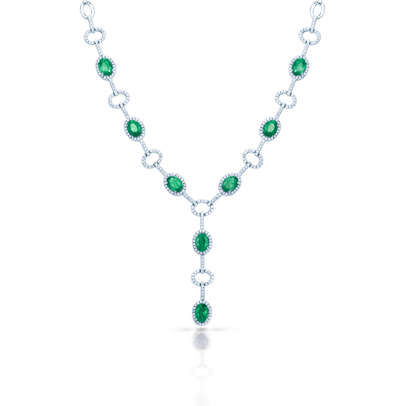 Swan Lake Collar necklace: white gold, emeralds