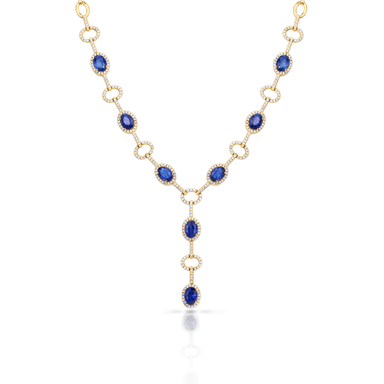 Swan Lake Collar necklace: gold, blue sapphire