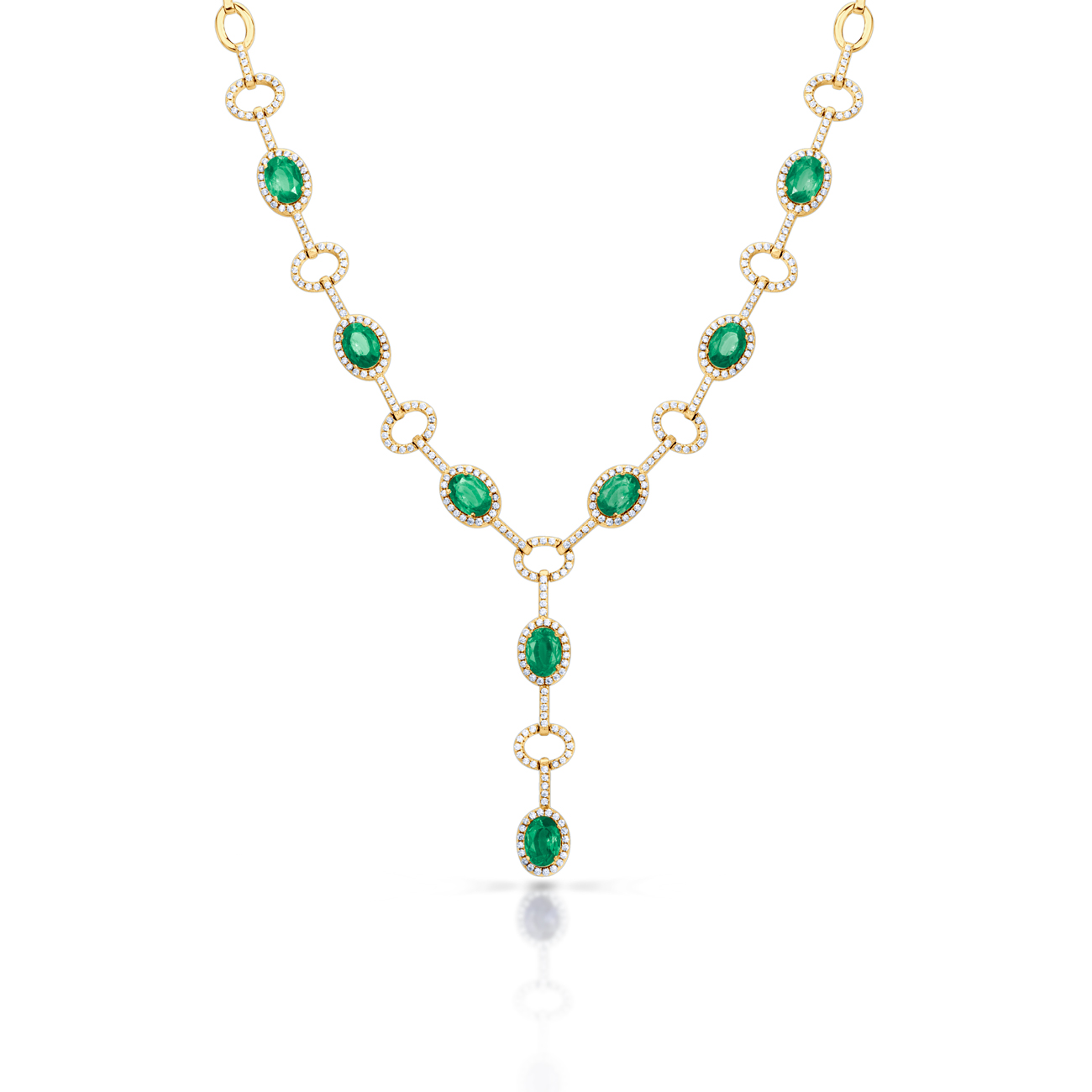 Swan Lake Collar necklace: gold, emeralds