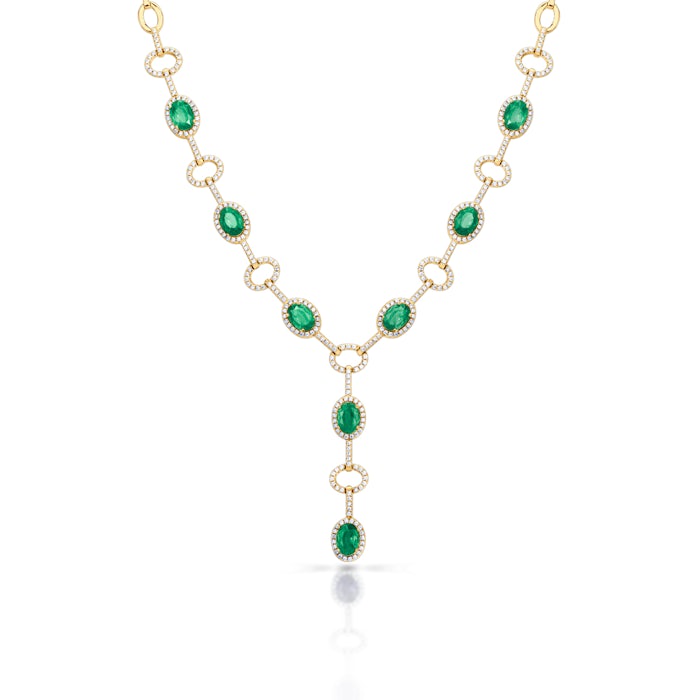 Swan Lake nyaklánc: sárga arany és smaragdok