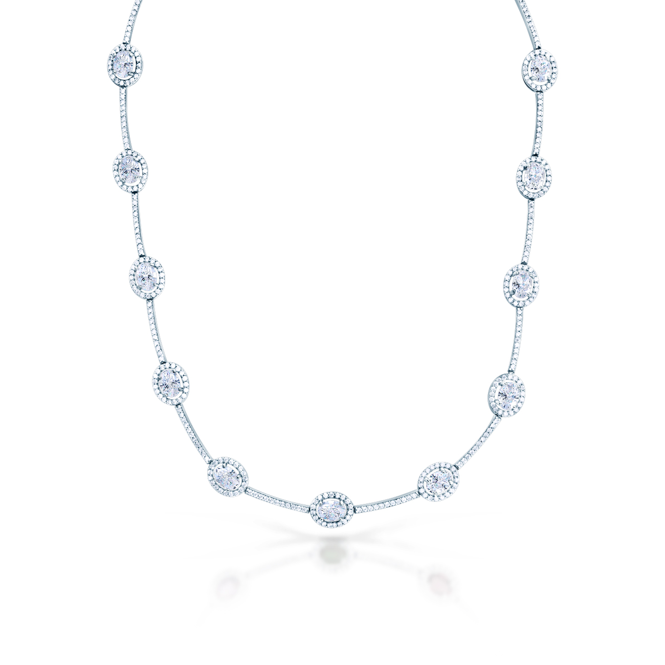 Halskette Swan Lake: Weißgold, Diamanten