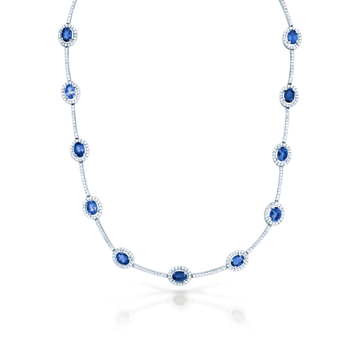 Swan Lake nyaklánc: fehérarany kék zafírokkal