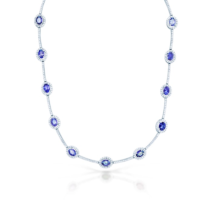 Swan Lake nyaklánc: fehérarany és tanzanitok