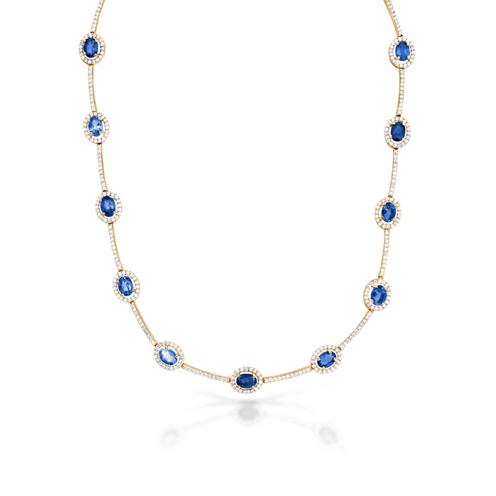 Swan Lake nyaklánc: sárga arany kék zafírokkal