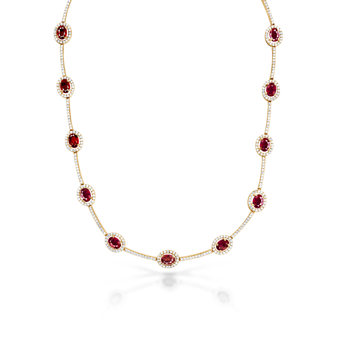 SAVICKI Swan Lake necklace: gold, rubies