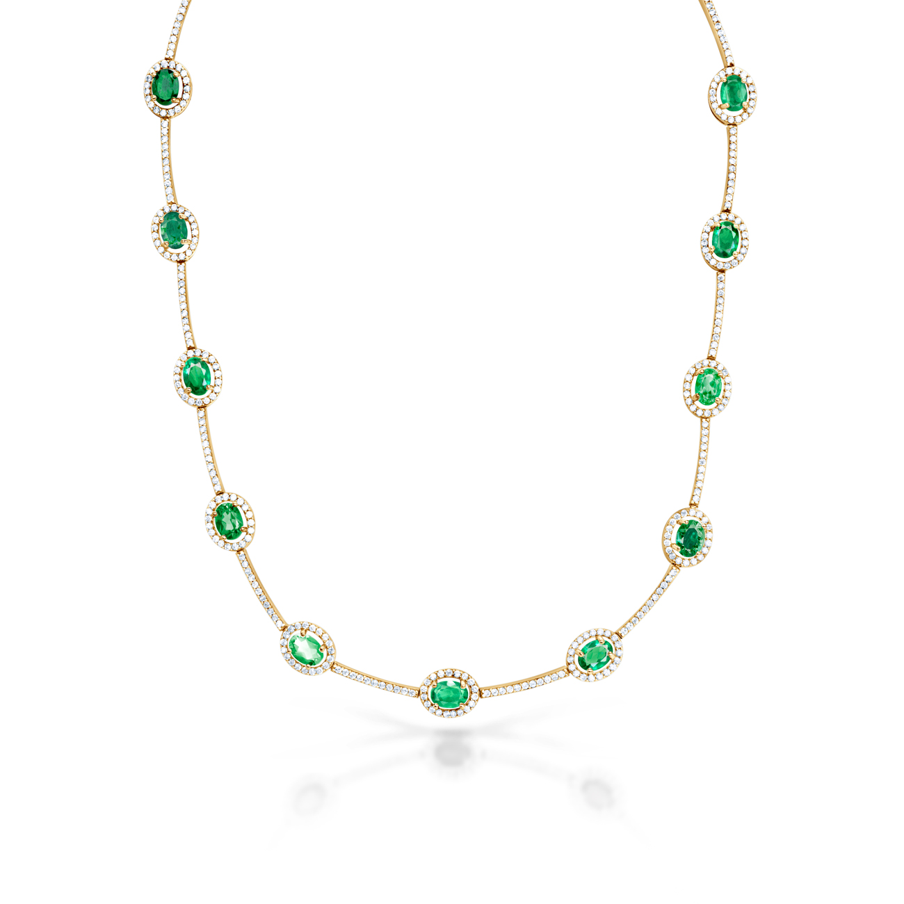 Намисто Swan Lake: жовте золото, смарагди