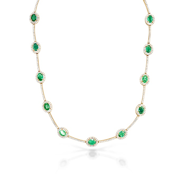 Swan Lake nyaklánc: sárga arany és smaragdok