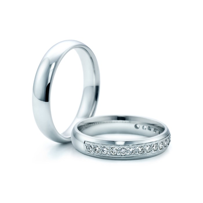 Esküvői karikagyűrűk: platina, félkarika, 4 mm