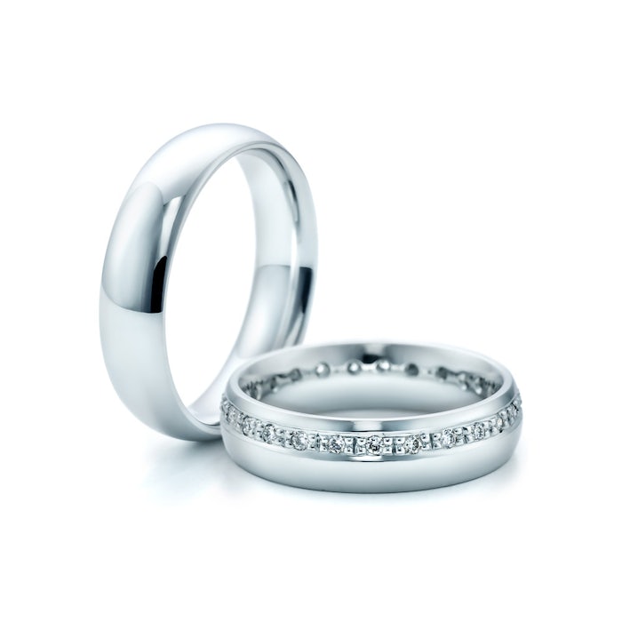 Esküvői karikagyűrűk: platina, félkarika, 5 mm