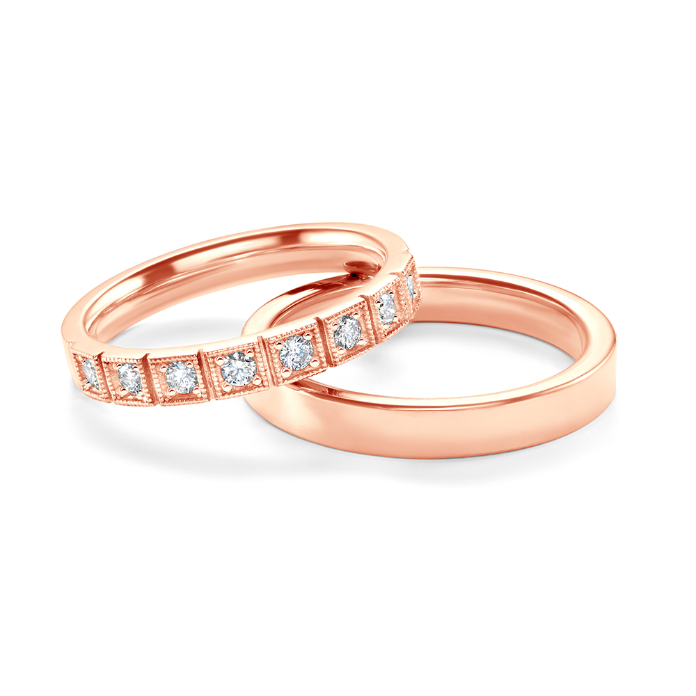 Verighete: aur roz, plate, 3 mm