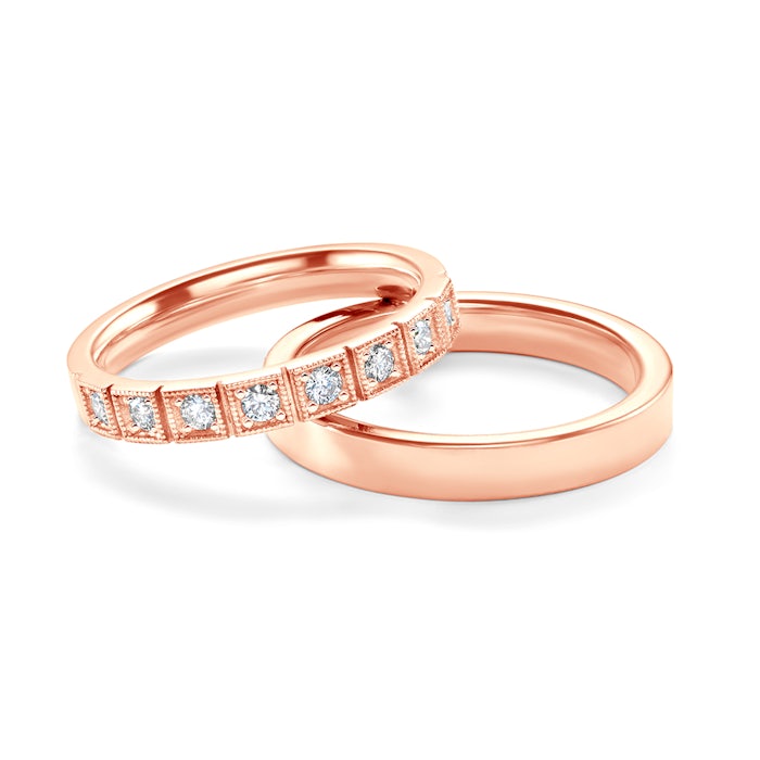 Esküvői karikagyűrűk: rózsaarany, lapos, 3 mm