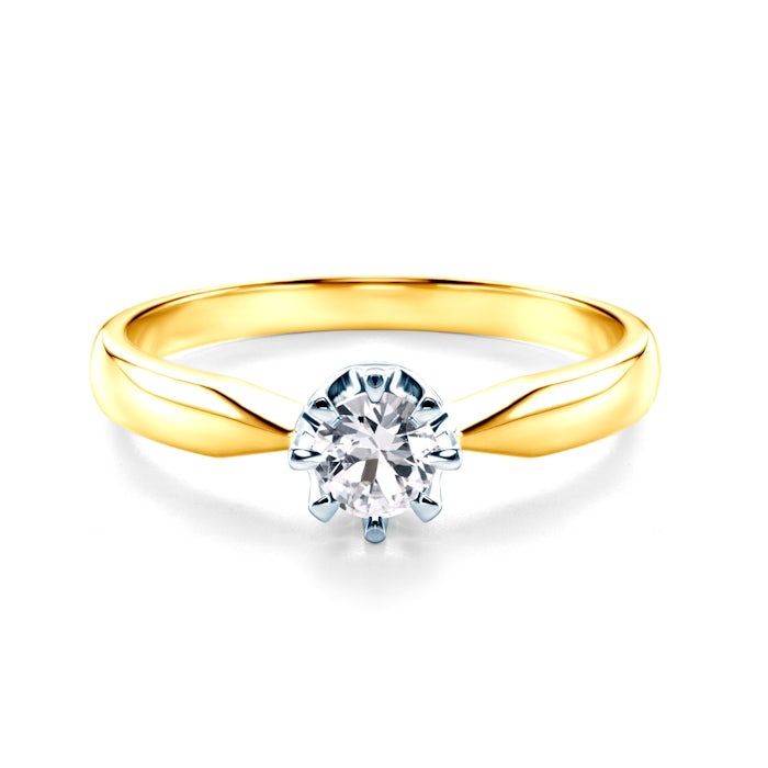 SAVICKI eljegyzési gyűrű: kétszínű arany fehér zafírral