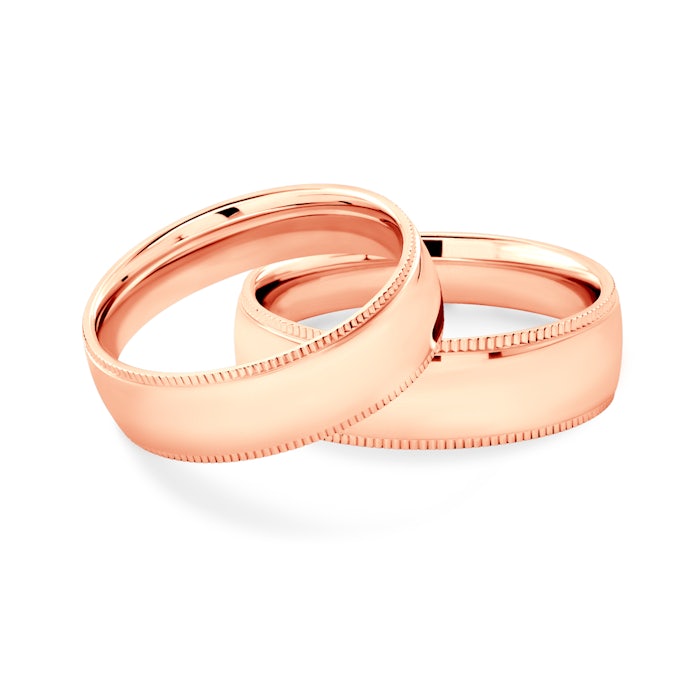 Esküvői karikagyűrűk: rózsaarany, félkarika, 6 mm