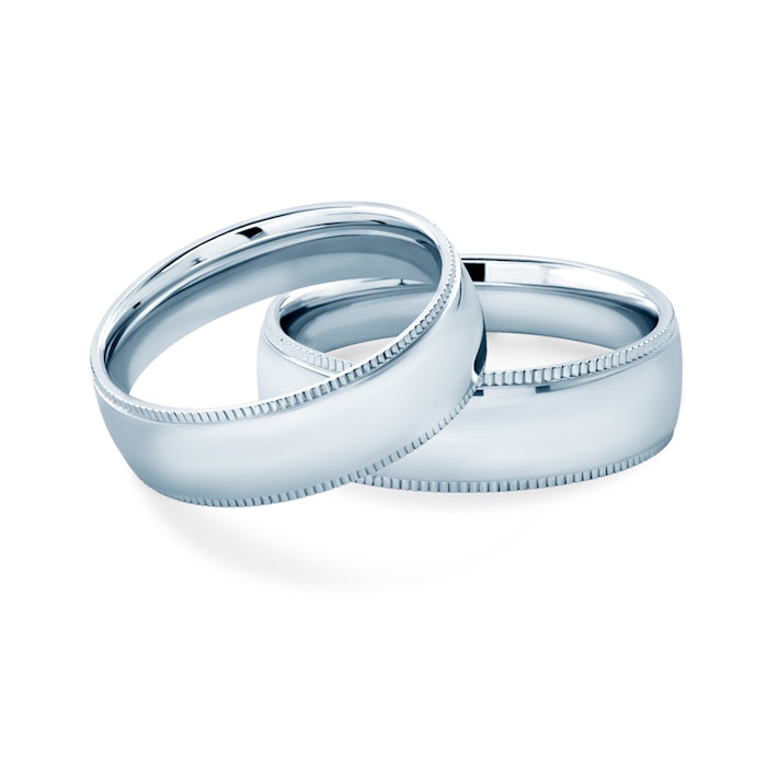 Esküvői karikagyűrűk: fehérarany, félkarika, 6 mm