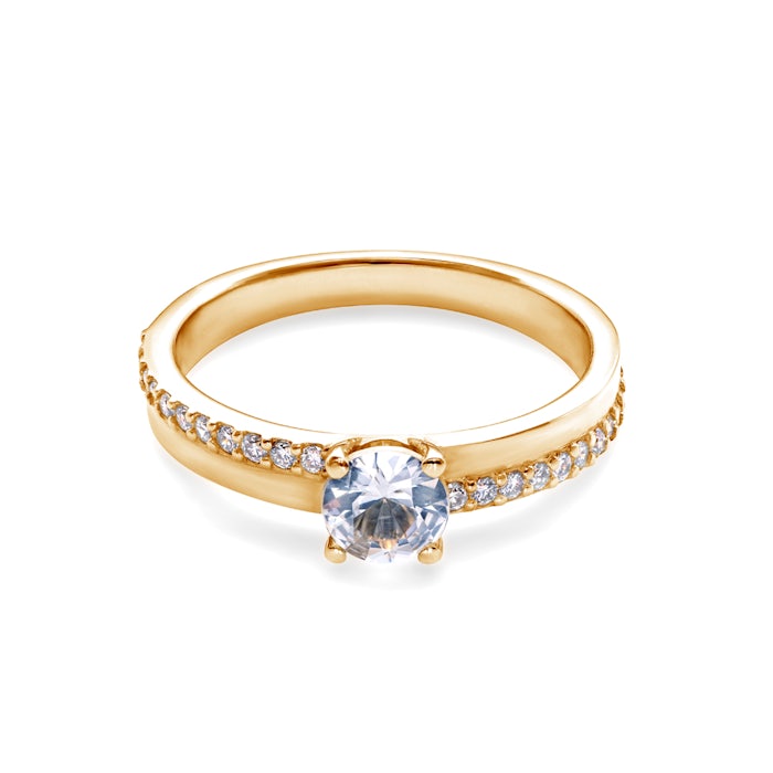 Verlobungsring SAVICKI: Gold, Weißer Saphir