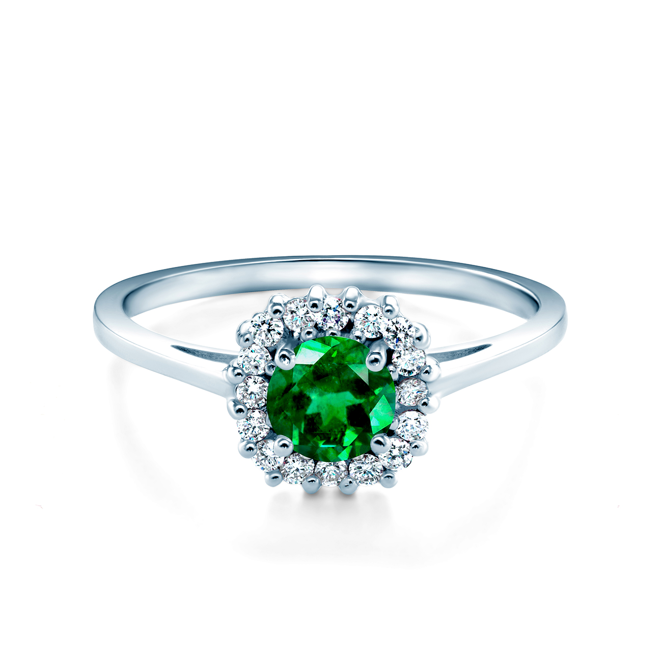 Годежен пръстен SAVICKI: бяло злато, смарагд