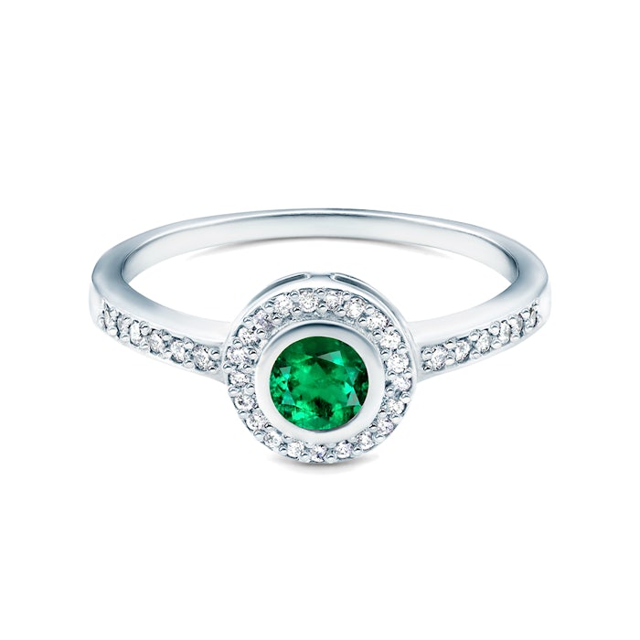 Inel de logodnă SAVICKI: aur alb, smarald