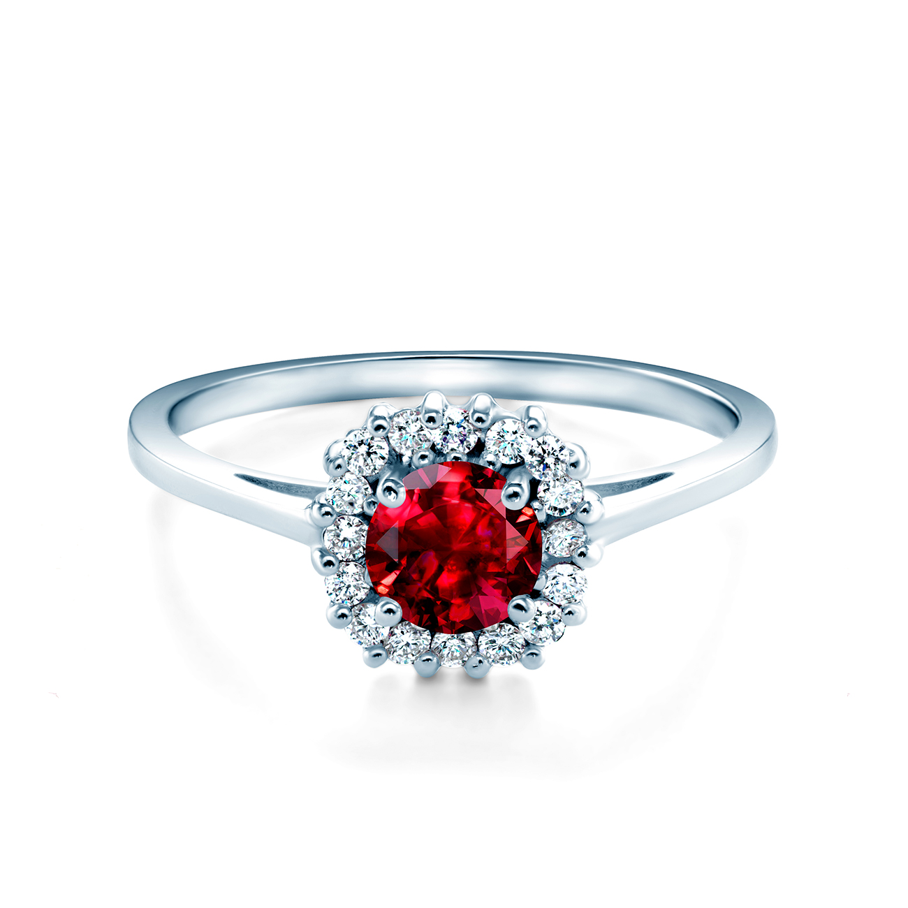 Inel de logodnă SAVICKI: aur alb, rubin